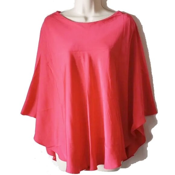 InCashmere 100% Silk Batwing Butterfly Poncho Top L/XL Knit Lined - Picture 1 of 10